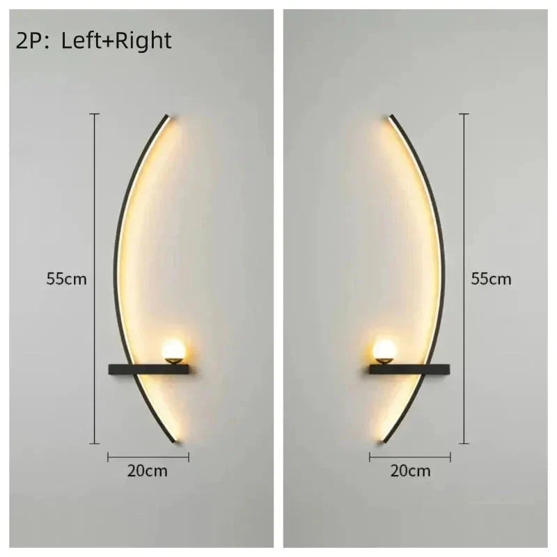 Modern LED Wall Lamp – Minimalist Art Design for Bedroom, Living Room, and Bathroom, Gold/Black