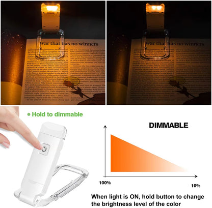 USB Rechargeable Book Reading Light Brightness Adjustable LED Clip on Book Light Eye Care Book Lamp for Kids Read Light