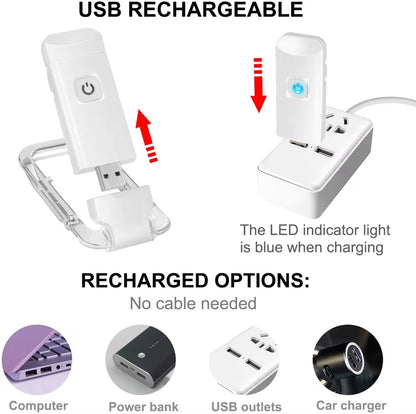 USB Rechargeable Book Reading Light Brightness Adjustable LED Clip on Book Light Eye Care Book Lamp for Kids Read Light