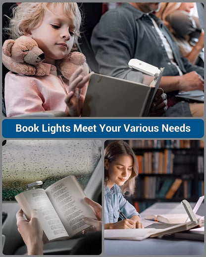 USB Rechargeable Book Reading Light Brightness Adjustable LED Clip on Book Light Eye Care Book Lamp for Kids Read Light